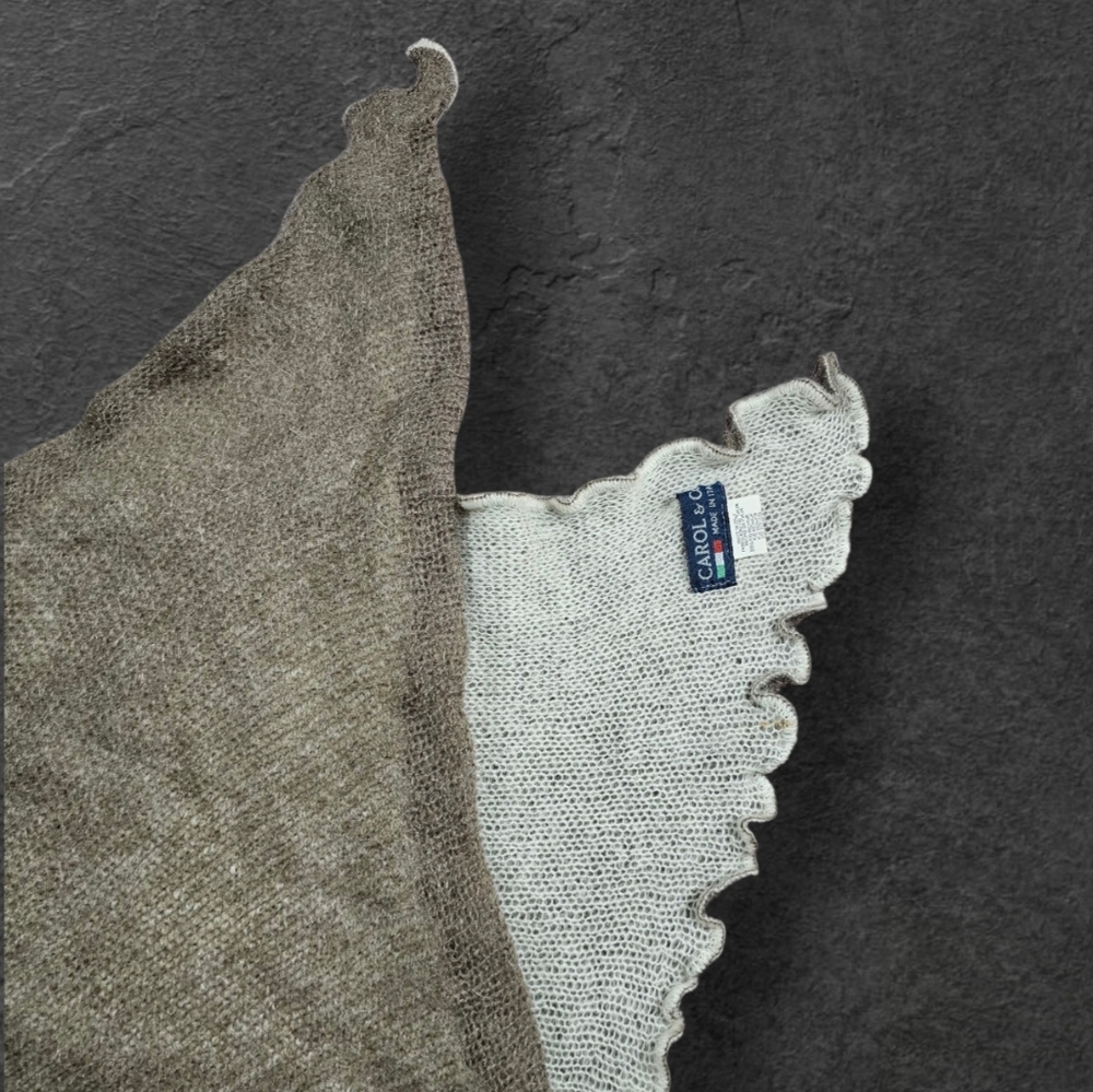 Carol And Co Old Money Kid Mohair Blend Taupe White 2 Sided CozyScarf Palantine